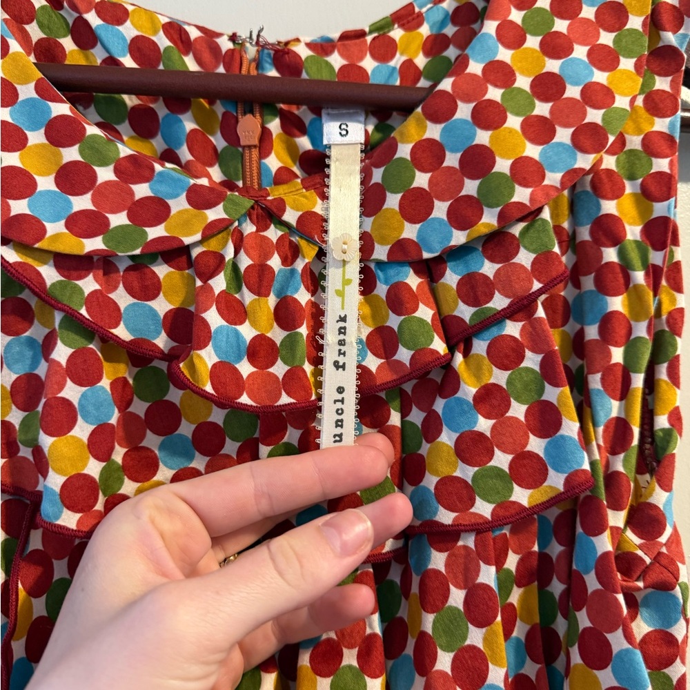 Uncle Frank Multicolor Polka Dot Ruffle Mini Dress | Size S